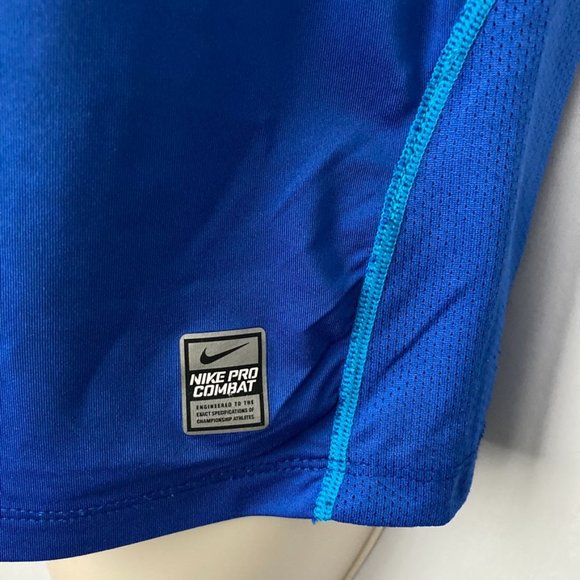 NIKE Combat Pro Dri Fit Turquoise Royal Blue Workout Exercise Top - Picture 3 of 6